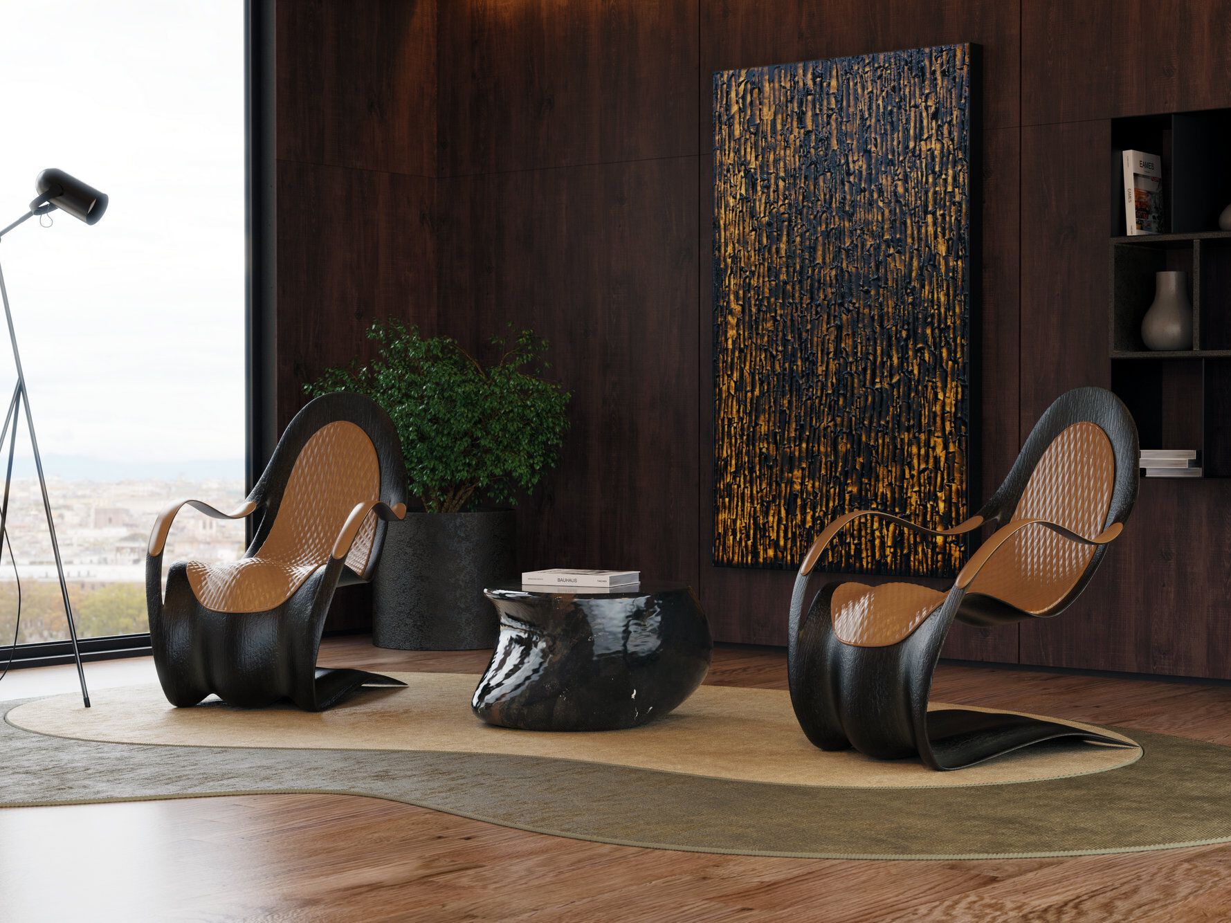 Стекловолокно консольное кресло с подлокотниками GANSK FLEX ARCH-00061809 - Вид №3