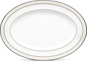 54830 Noritake Блюдо овальное Noritake "Монтвейл, платиновый кант" 37см Фарфор костяной