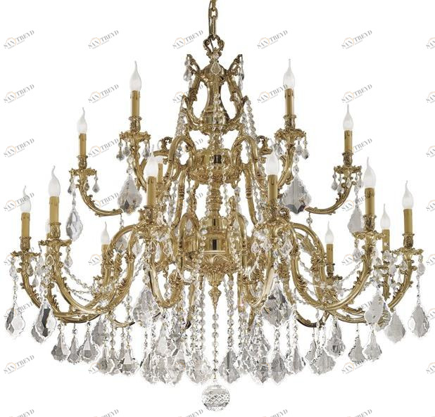 Possoni Illuminazione Французская золотая люстра с кристаллами шоулера Ashford 090/12+6-sh/p 
