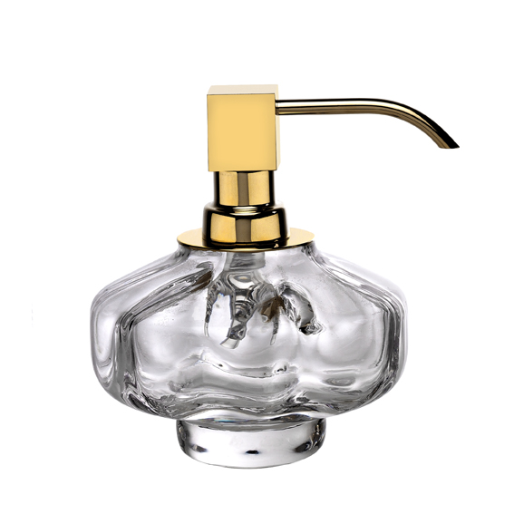 6606/CH-WAV-V6 Surya Crystal, дозатор низкий с помпой V6, цвет хром - стекло с эффектом волны