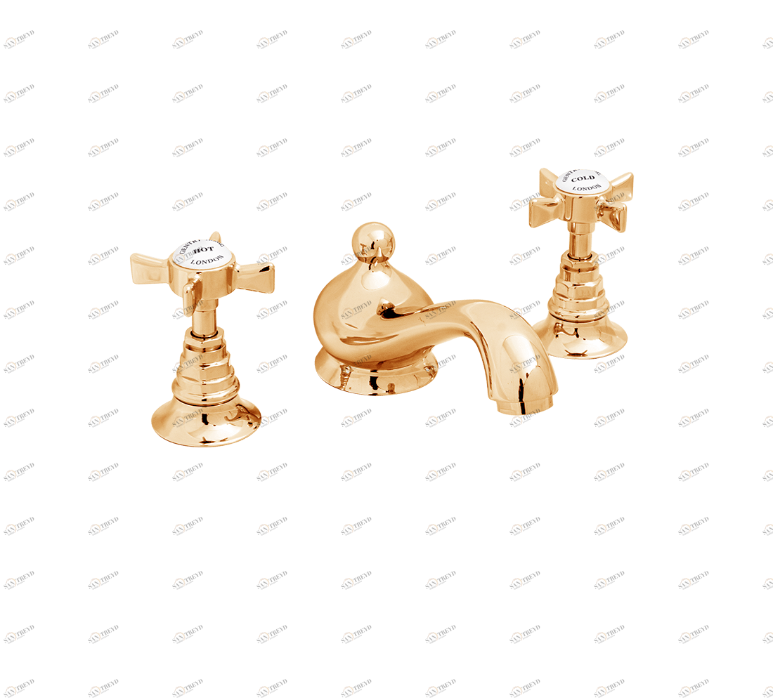 Gentry Home Смеситель для раковины Style на три отверстия с всплывающей пастой Ascot Темное золото GH101305 