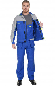 65331 Костюм "Профессионал-2" василек-серый-лимон  Летняя спецодежда  размер 60-62/182-188