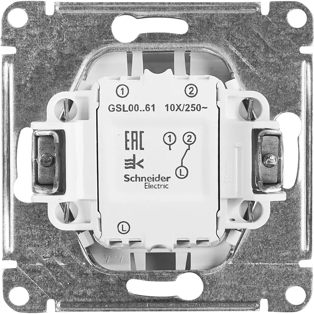 Schneider Electric Glossa — встраиваемый переключатель с 1 клавишей в алюминиевом исполнении 86710488 STLM-0070858 - Вид №2