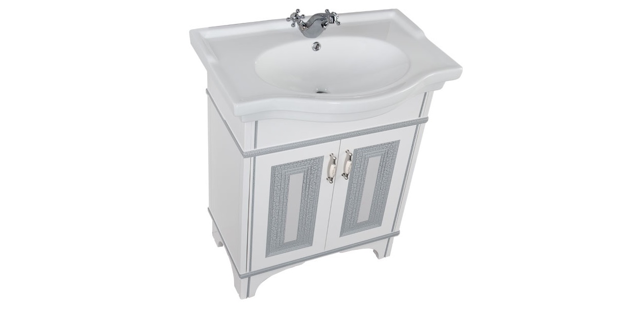 Комплект мебели Aquanet Валенса 80 белый краколет/серебро 00180456 - Вид №2