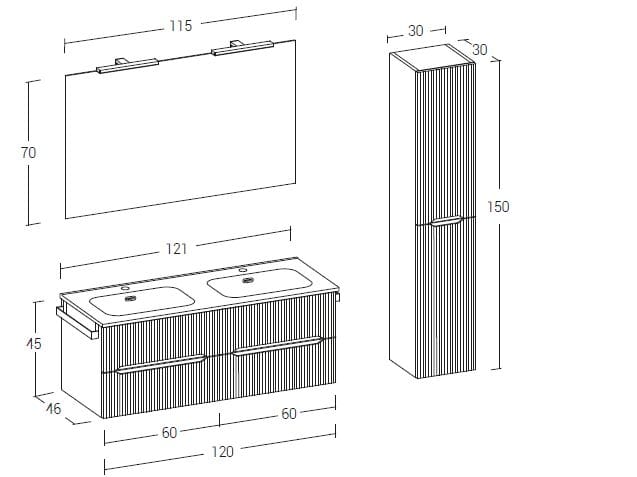 Деревянный подвесной умывальник со встроенным умывальником LEGNOBAGNO Verso ARCH-00119093 - Вид №3