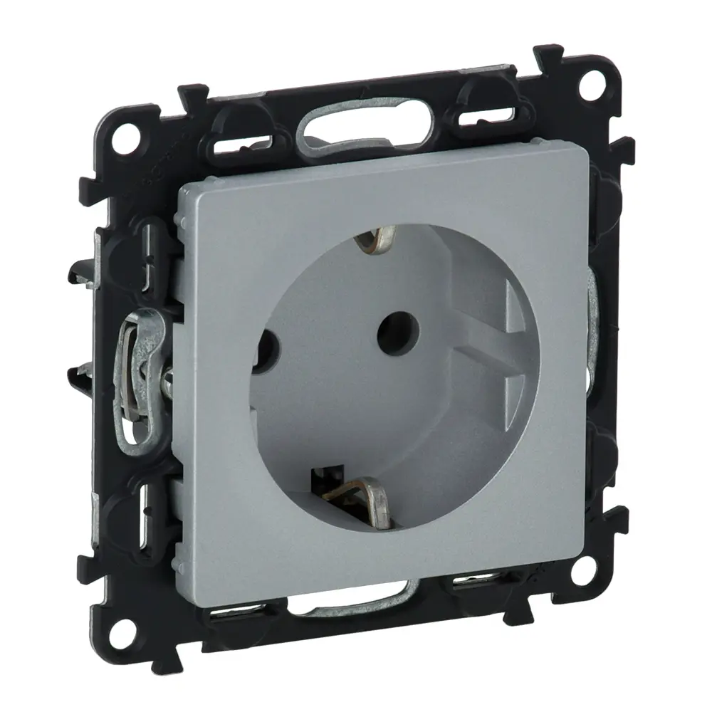 Розетка Legrand VLN-L 2 контакта с заземлением цвет алюминий 82169350 STLM-2183199 Valena Life - Вид №1