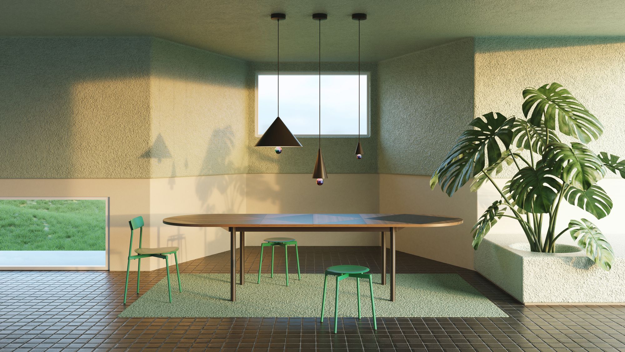 Алюминиевый светодиодный подвесной светильник с диммером Petite Friture Вишневый ARCH-00067847 - Вид №1