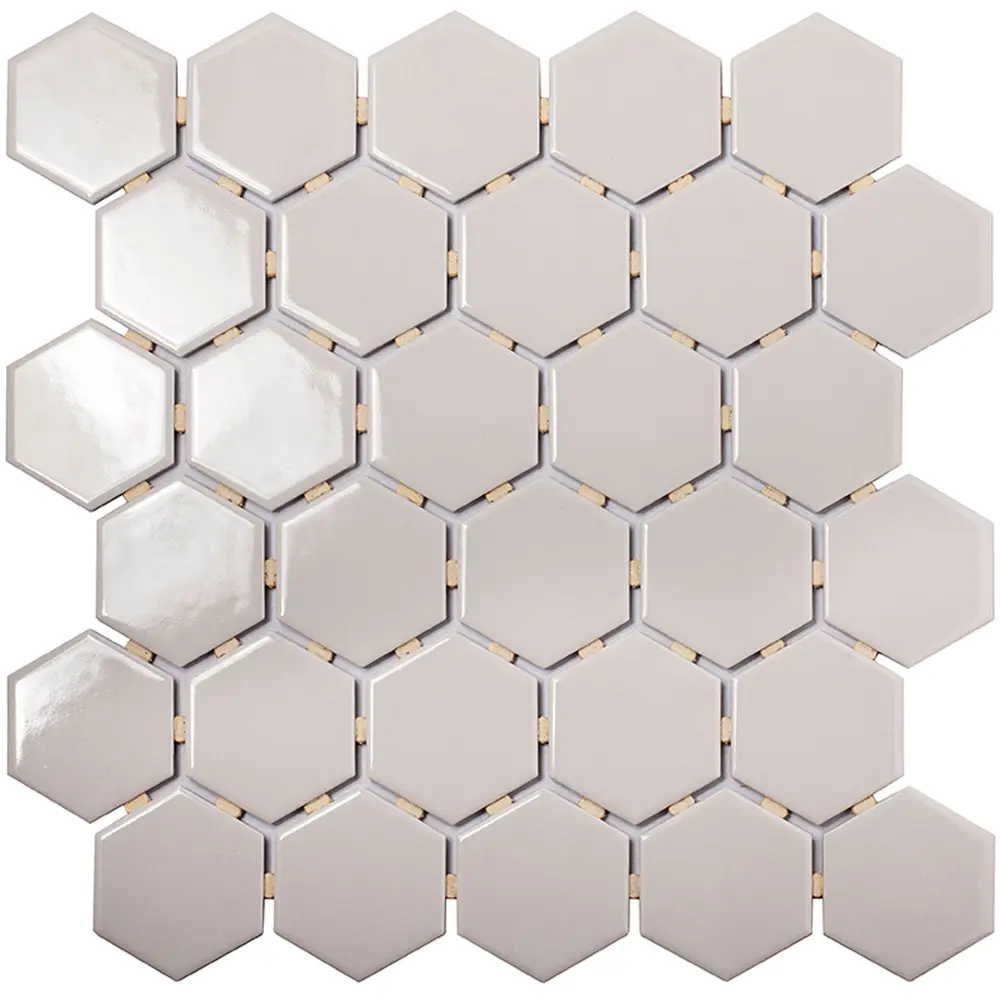 Мозаика керамическая Smart Mosaic Homework Hexagon Grey Glossy 27.1x28.2 см цвет серый 82909306 STLM-2134946 - Вид №2
