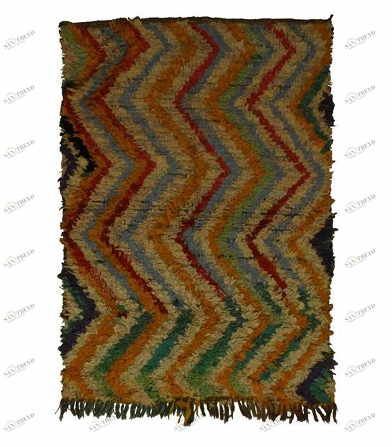 AFOLKI Прямоугольный шерстяной коврик с длинным ворсом и геометрическими мотивами Boucherouite Taa1049be