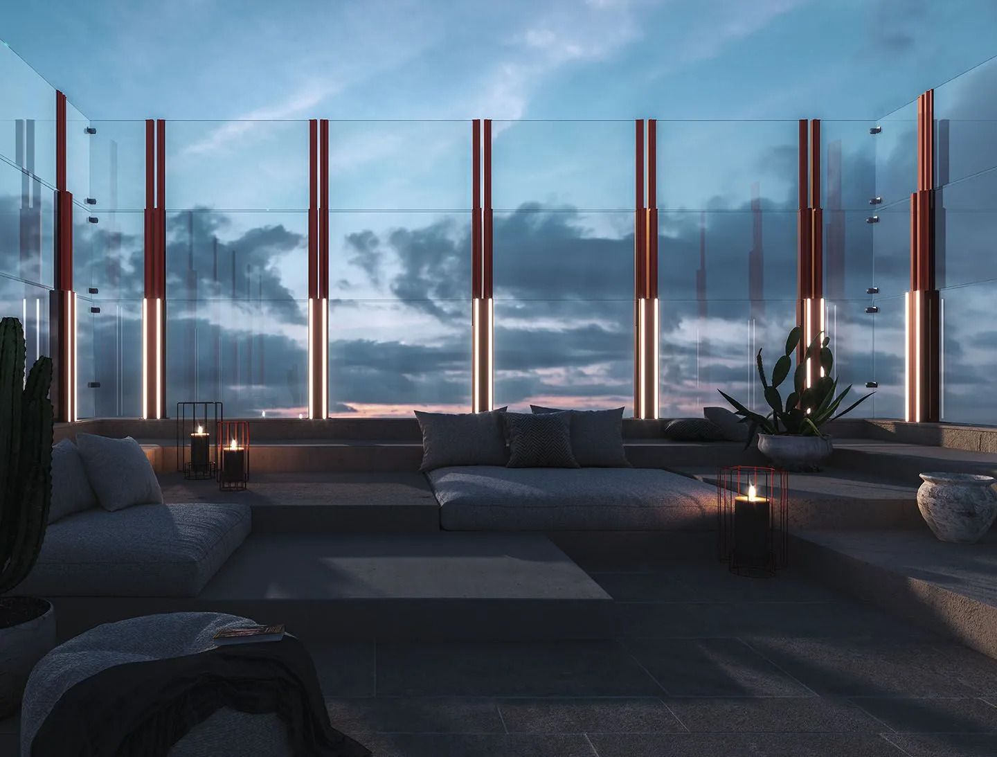 Телескопическая парапет с двумя или тремя панелями с фиксированным защитным стеклом Protezioni парео ARCH-00134631