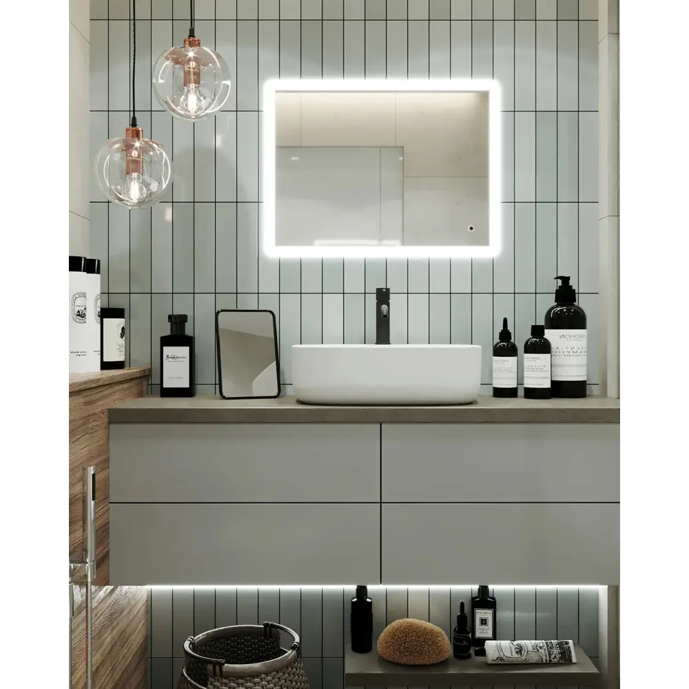 Зеркало Omega Glass Руан с LED-подсветкой и часами 80×60 см 82809032 STLM-0036409 - Вид №5