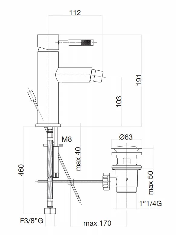 RI840102010 Смеситель для биде Webet Webert Rimini - Вид №1