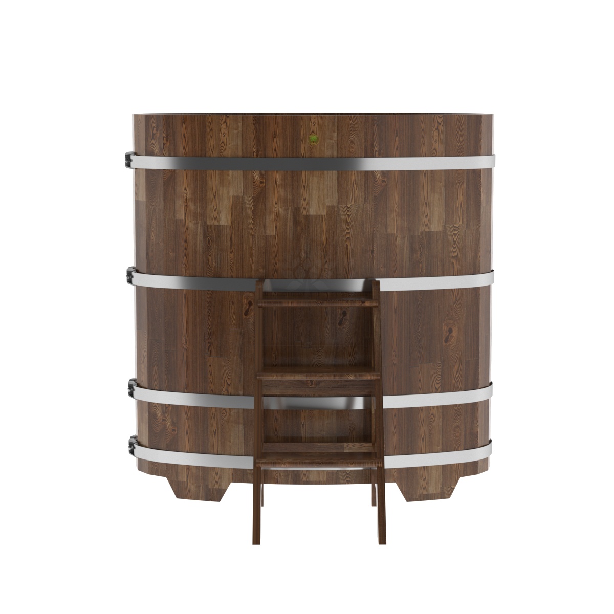 1378 Купель овальная из сращенных ламелей лиственницы 0,69х1,31х1,4 морёная Alyarus  - Вид №3