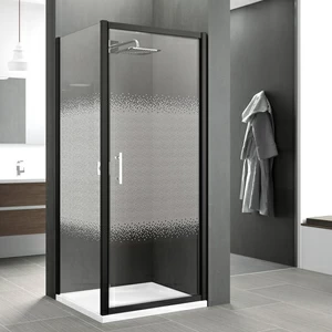 Душевой уголок 92x91 ZEPHYROS G+F Novellini ZEPHYROS с черным профилем и принтом Zephyros