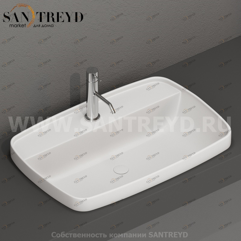 514230 Накладная раковина на столешницу  прямоугольная Kerasan Tribeca
