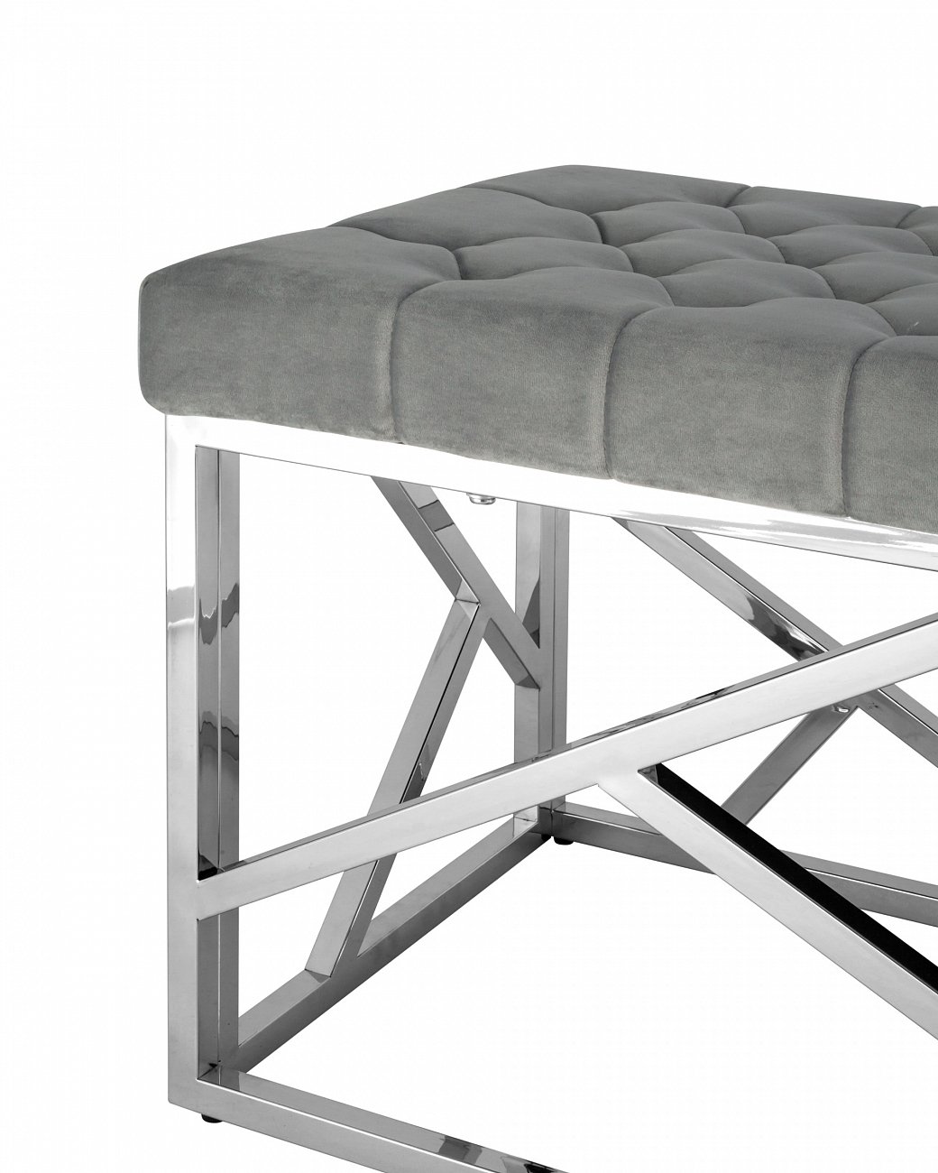 Банкетка-скамейка прямоугольная серая с серебром "Арт Деко" STOOL GROUP ДИЗАЙНЕРСКИЕ 00-3881874 Серебро;серый  - Вид №2