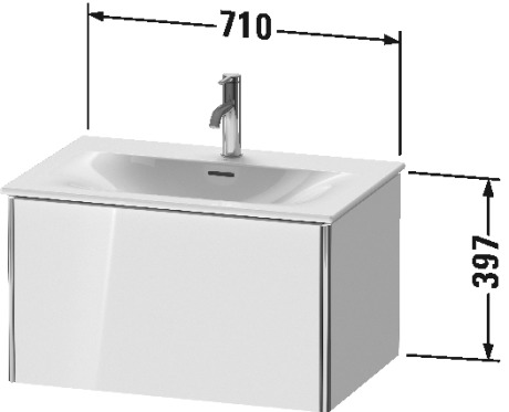 XS422309292 XSquare Тумбочка подвесная Каменно-серый шелковисто-матовый лак Duravit - Вид №1