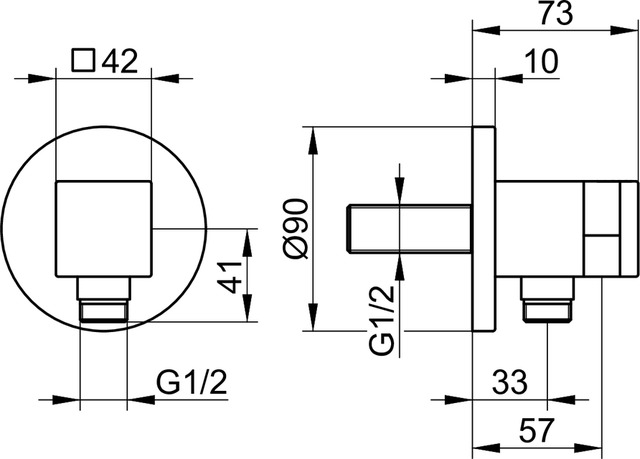 59092010001 Вывод для шланга с держателем душевой лейки DN 15 KEUCO Edition 90 - Вид №2