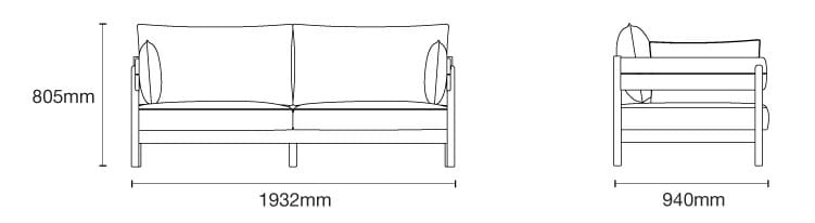 2-местный садовый диван из тикового дерева и ткани Case Tanso ARCH-00068710 - Вид №2