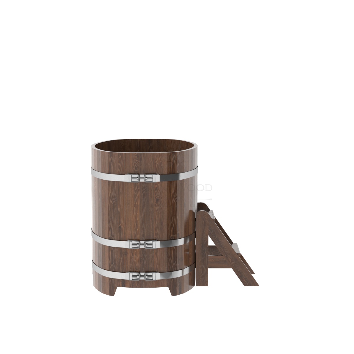 1143 Купель овальная из лиственницы 0,76х1,16х1,0 морёная премиум Alyarus  - Вид №2