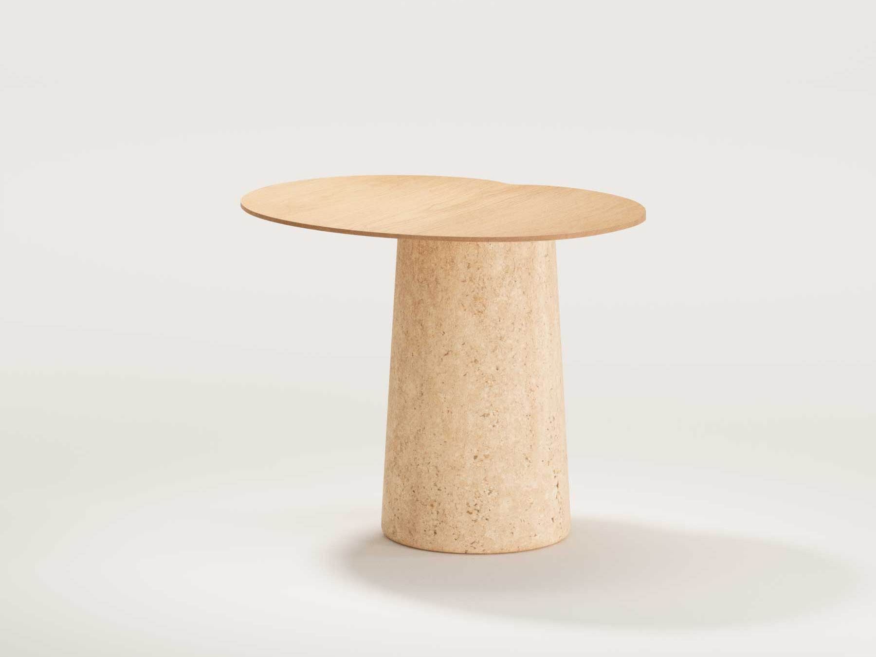 Высокий овальный журнальный столик из дерева и травертина Wewood Anchor ARCH-00147099 - Вид №12