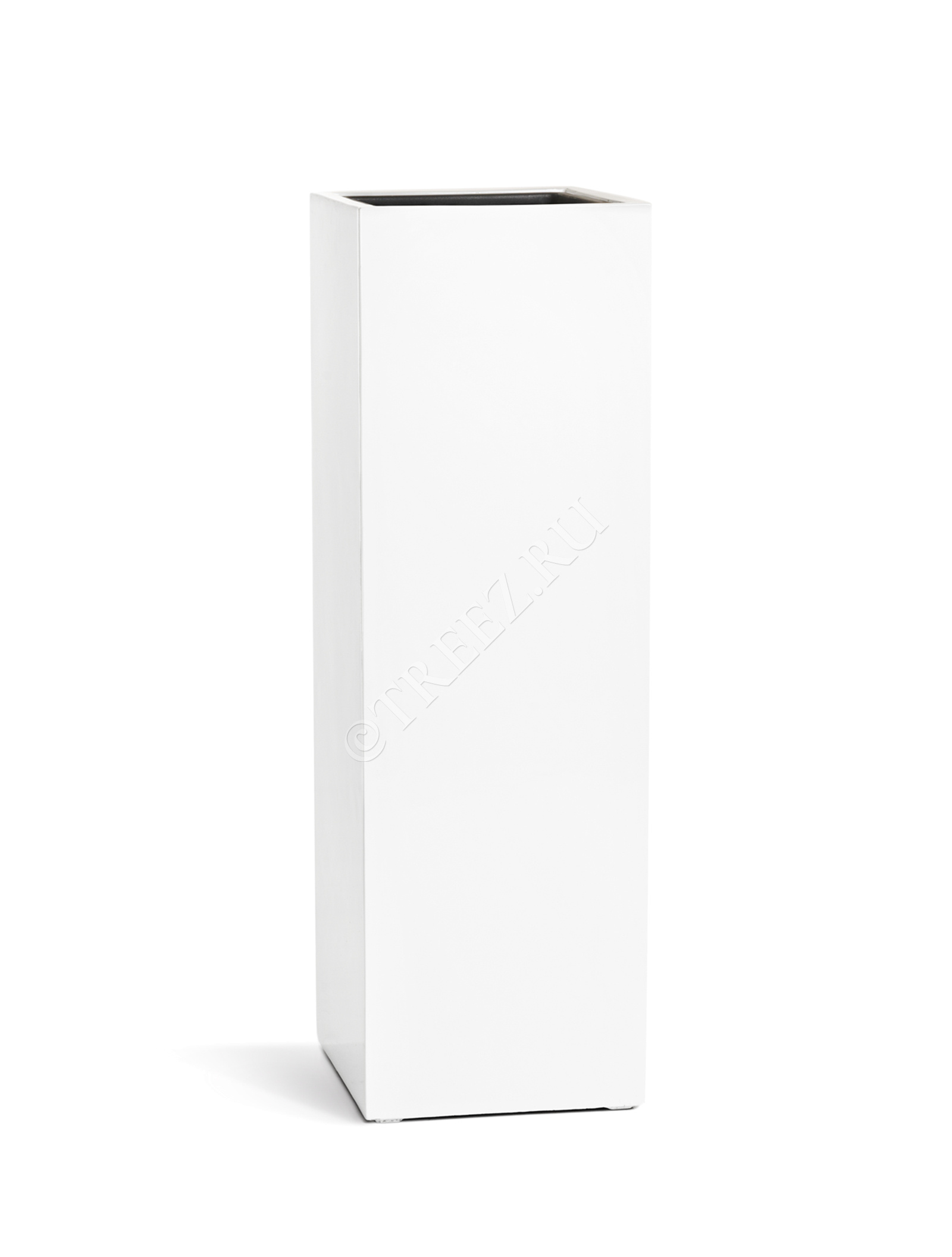 41.3320-05-034-WH-97 Кашпо  Effectory - серия Gloss - Высокий куб - Белый глянцевый лак Цветочная коллекция  - Вид №1