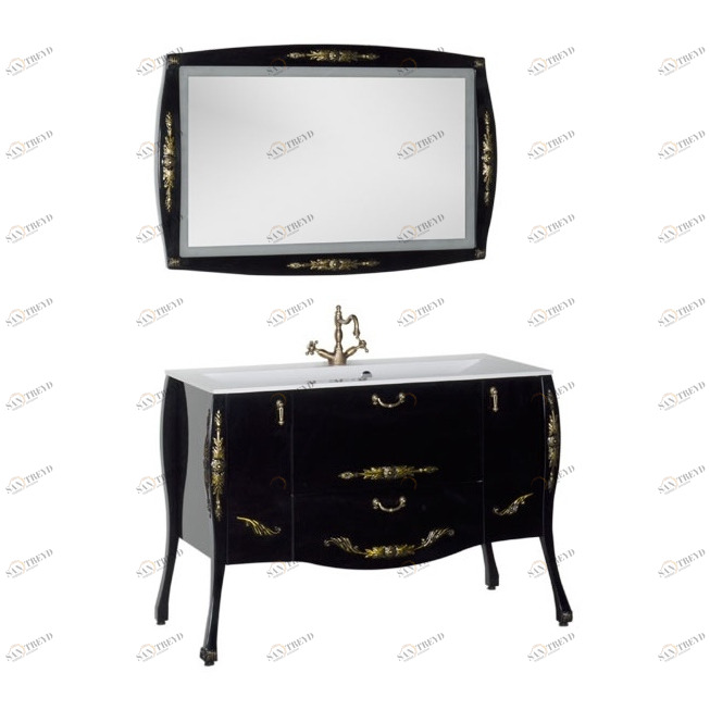 Комплект мебели Aquanet Виктория 120 черный/золото 00184414