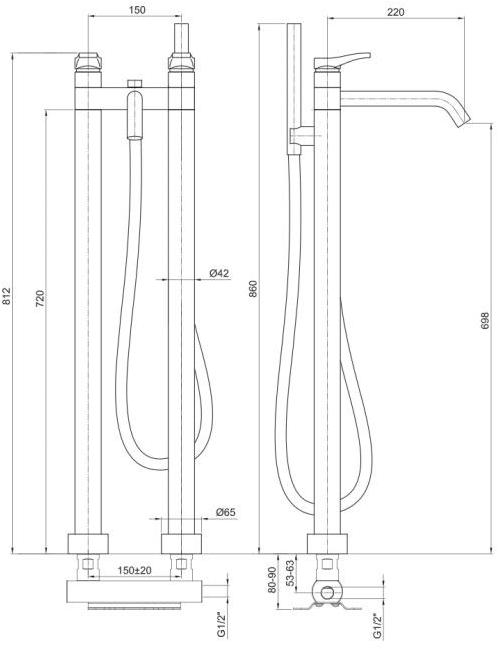 ABOUTWATER Напольный смеситель для ванны с ручным душем Al/23 Fantini Rubinetti sun-id-1425015 - Вид №1
