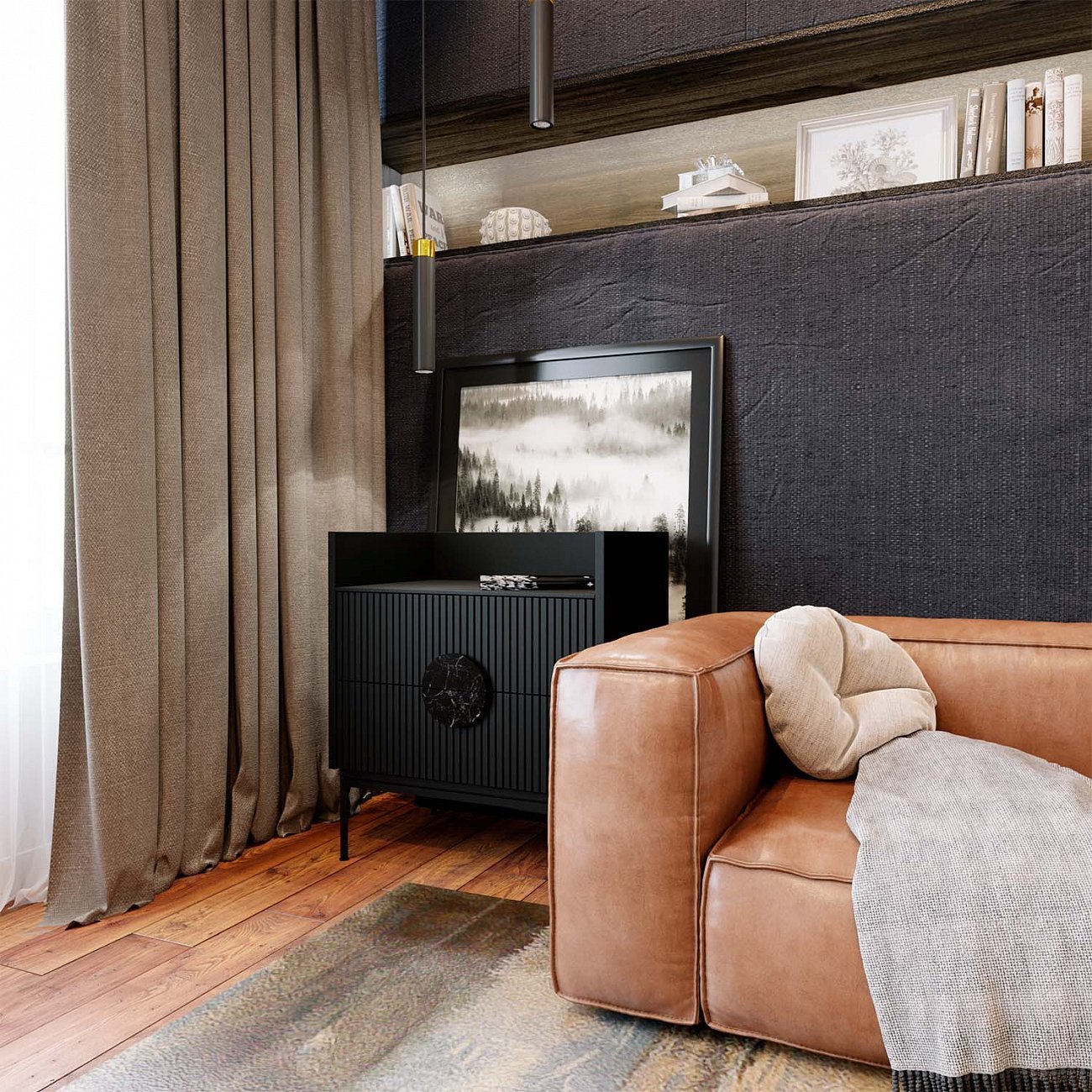 Тумба с полкой 61х64 см черная Alto BRAGIN DESIGN LIVING 00-3862455 Черный - Вид №1