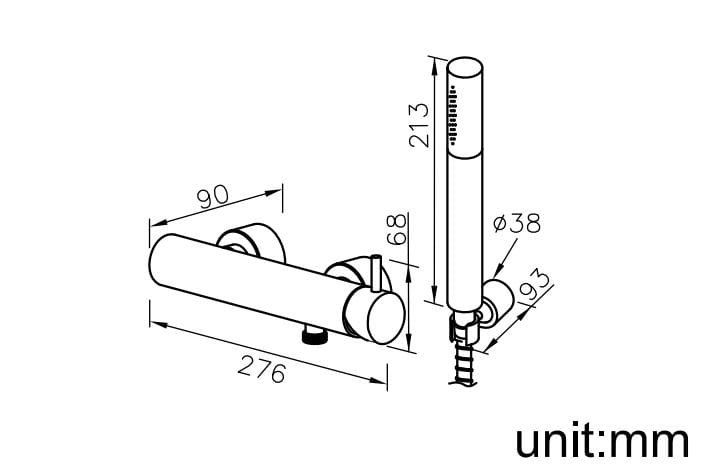 Смеситель для душа с 2 отверстиями из нержавеющей стали с ручным душем JUSTIME Still One ARCH-00047472 - Вид №2