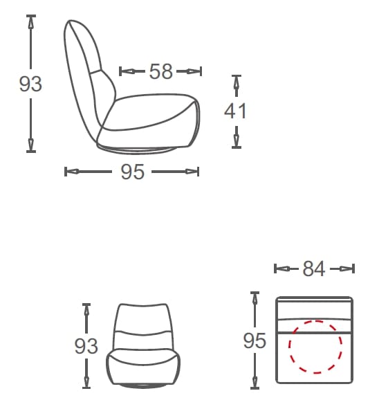 Вращающееся кресло из кожи и ткани CAMPO DE' FIORI CL127 ARCH-00050951 - Вид №4