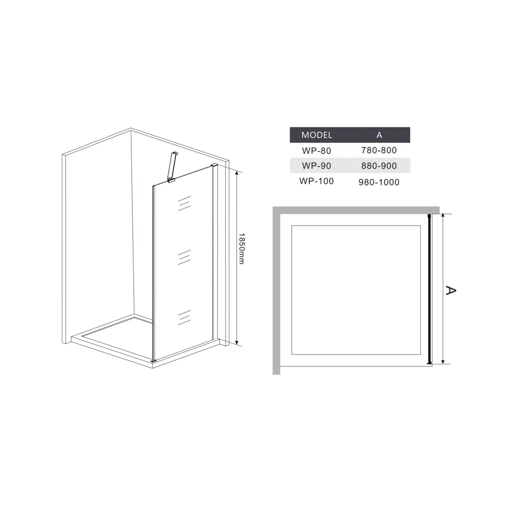 Боковая панель для душа Rain 80x185см профиль хромированный стекло прозрачное 5мм Santreyd STLM-2012350 - Вид №8