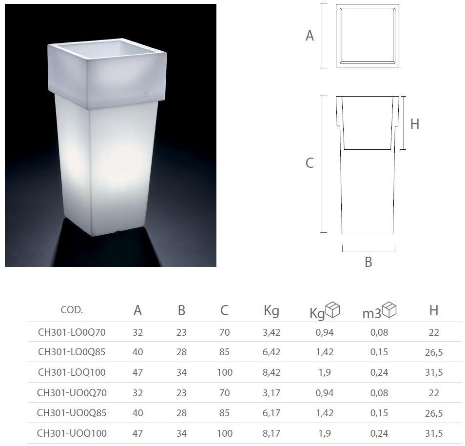Lyxo Design Квадратный светящийся горшок для цветов из полиэтилена  Ch301  - Вид №1