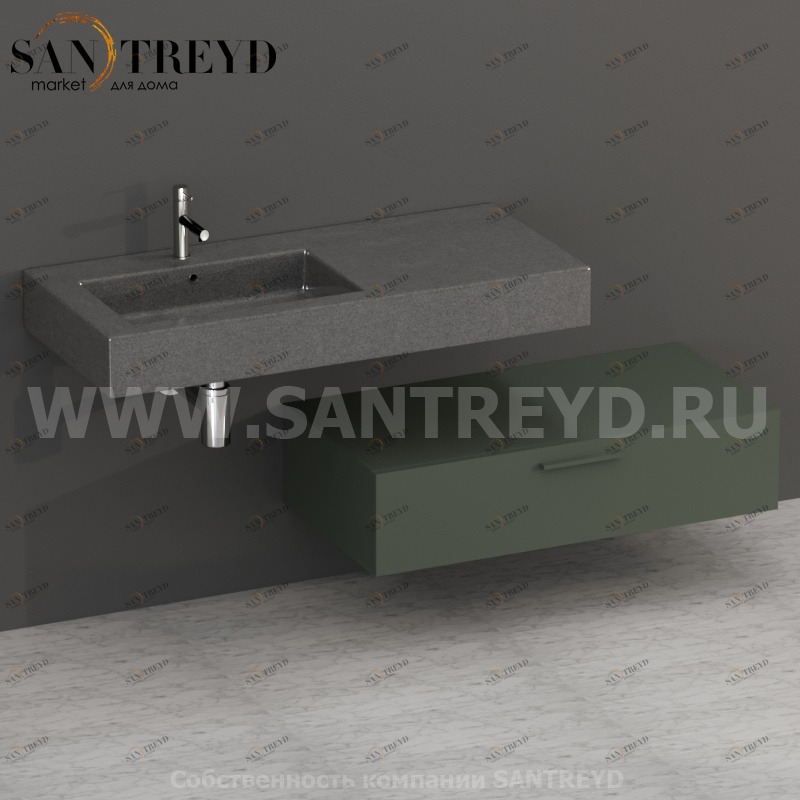 S10024FE2 Тумба с 1 ящиком 100 см зеленая Globo ARREDO WOOD Италия Ceramica Globo