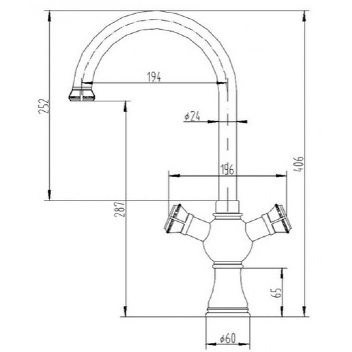 Zorg A 4003K-BR бронза Смеситель для кухни Zorg 409 х 194  - Вид №2