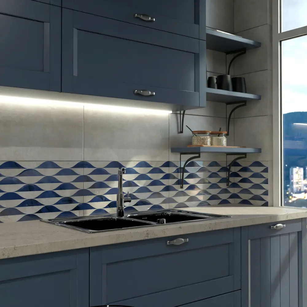 Керамическая вставка Нефрит-Керамика Эни 30x60 см светло-серо-синяя 89232620 STLM-0945311 - Вид №7