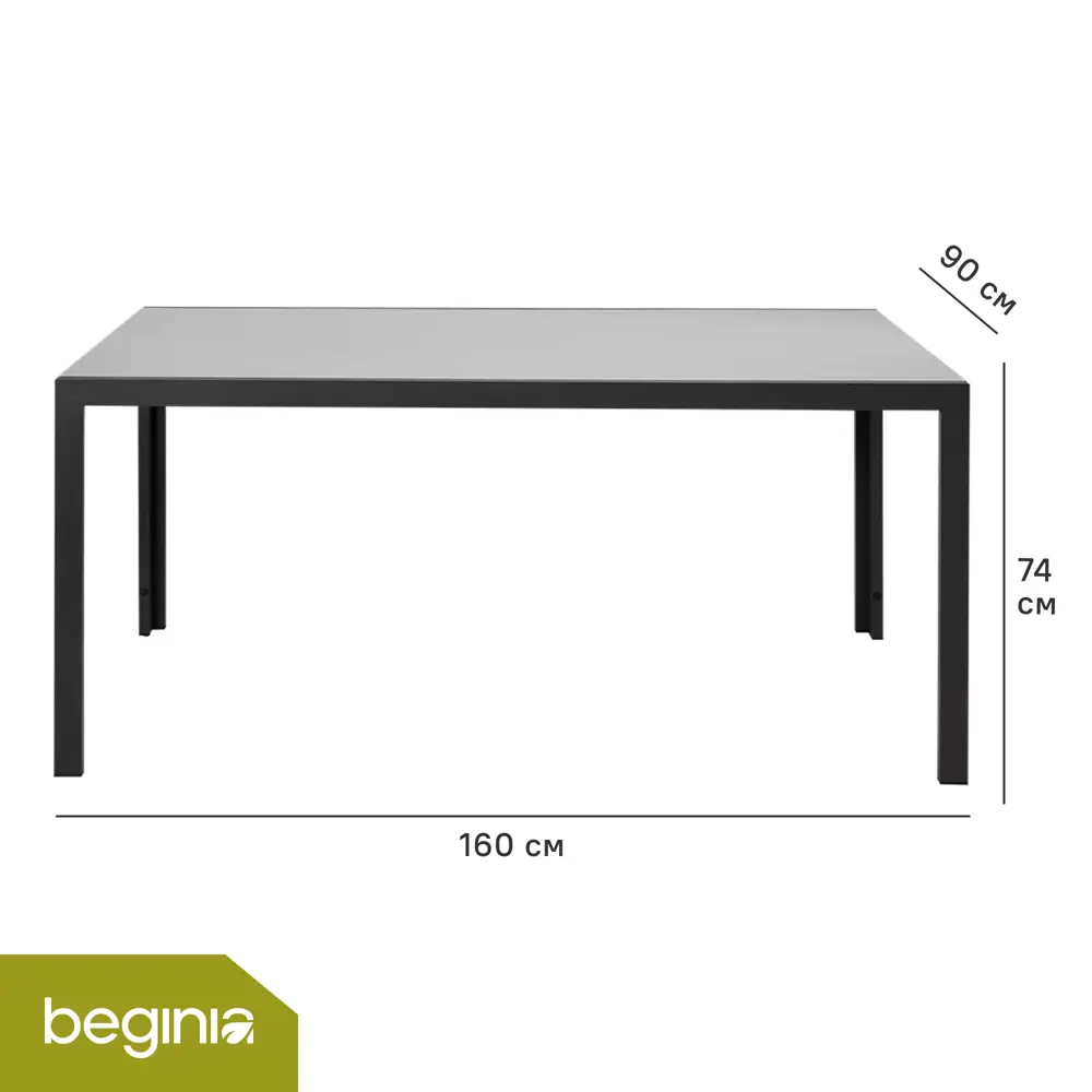 Садовый стол нераздвижной BEGINIA Lyra 160x90 см алюминий серый STLM-2184421 - Вид №1