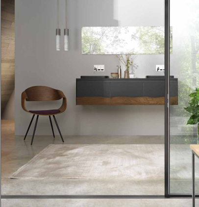 C375M3L70.101NC Тумба подвесная с 3 выдвижными ящиками 70 см A. e T. Italia TRACE Белый матовый - орех Каналетто Италия AeT ITALIA - Вид №5