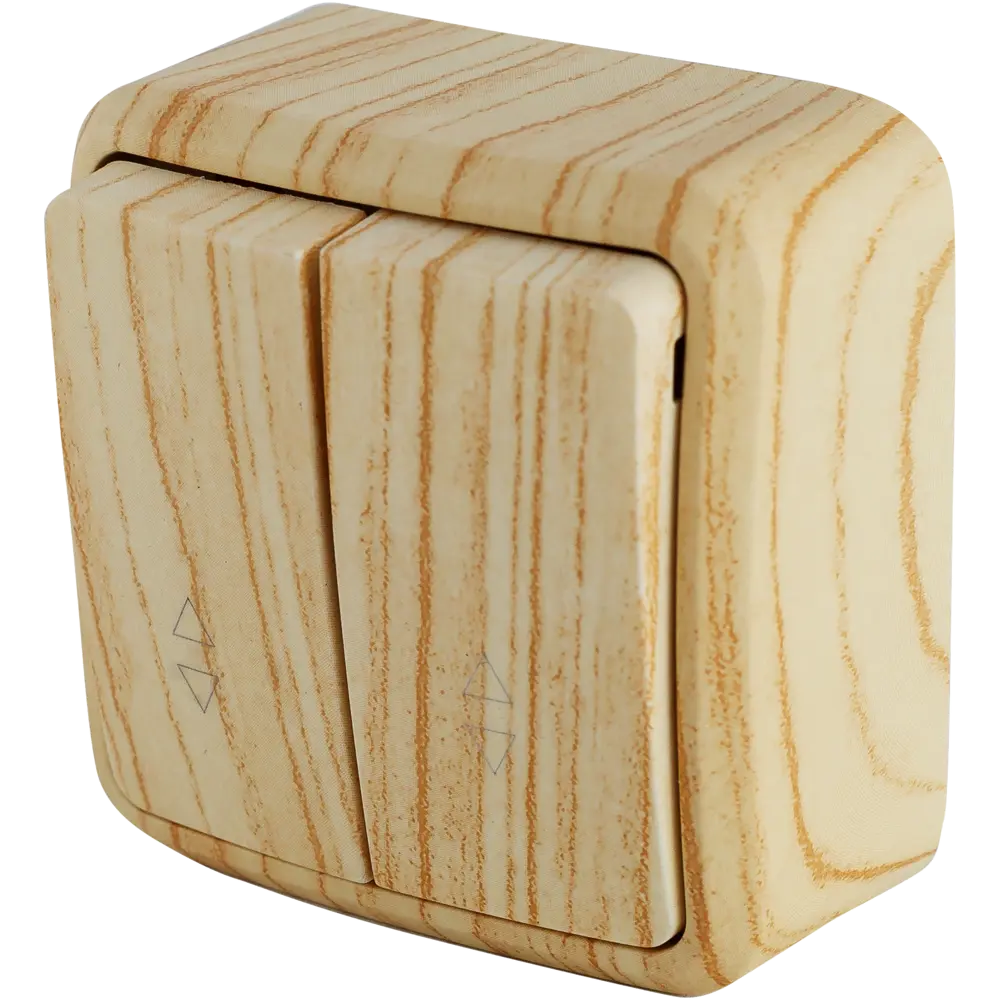 Выключатель проходной накладной Lexman First 2 клавиши, цвет дуб белый STLM-2143047 - Вид №1