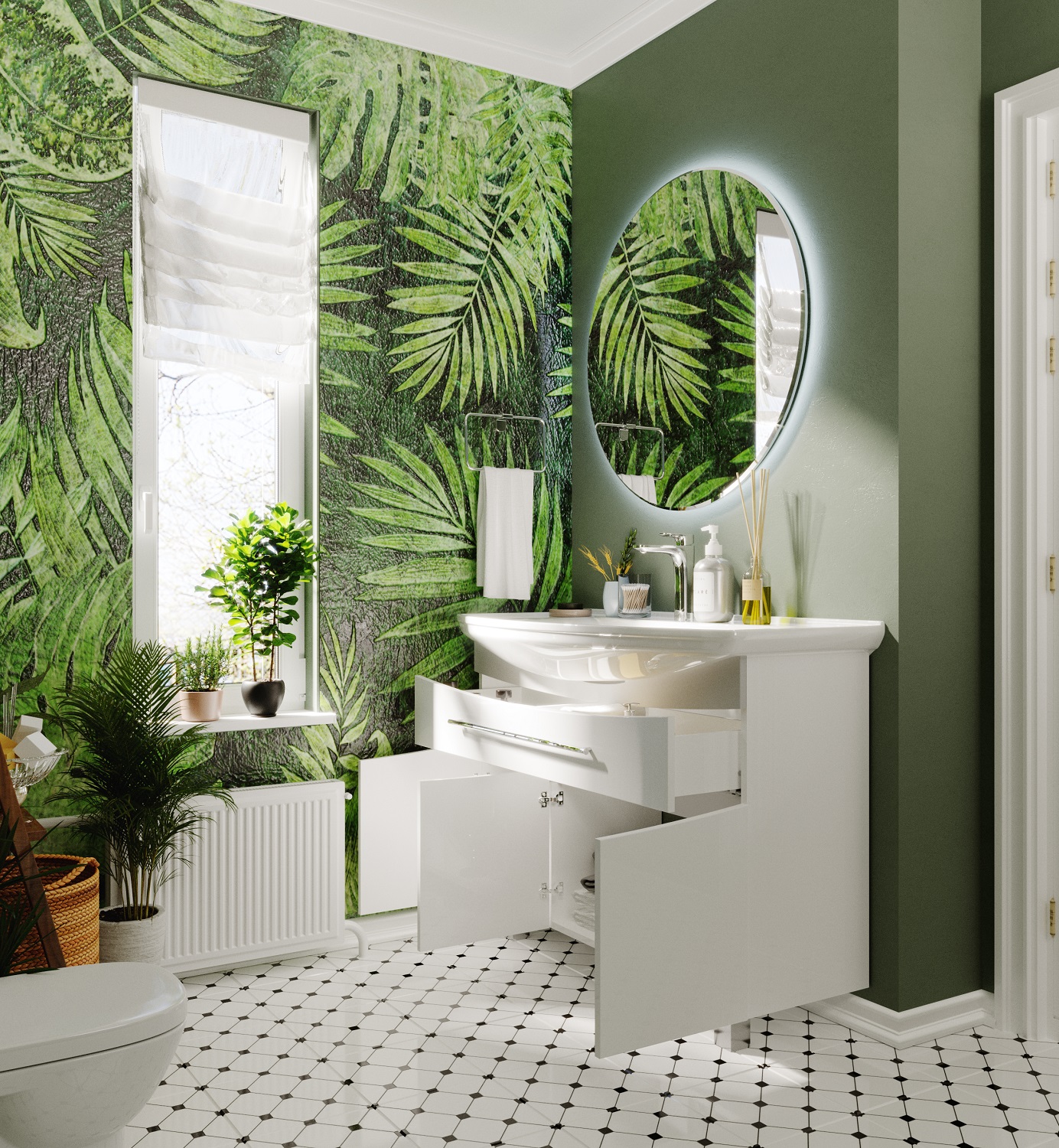 У94492 Тумба Lina New 105Н 1в.я 3д Белый глянец 1 Marka Lina - Вид №2