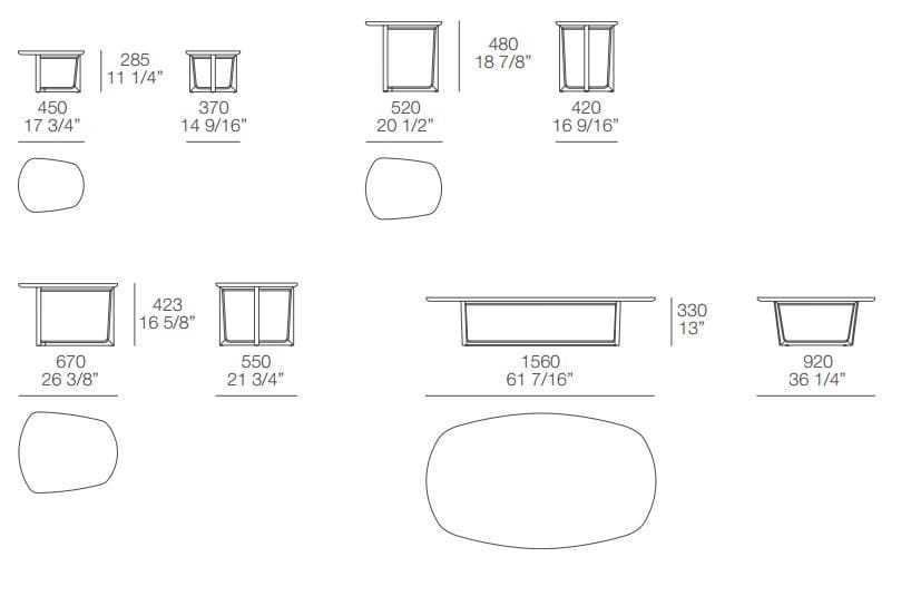 Деревянный низкий овальный журнальный столик для гостиной Poliform TRIDENTE ARCH-00123593 - Вид №4