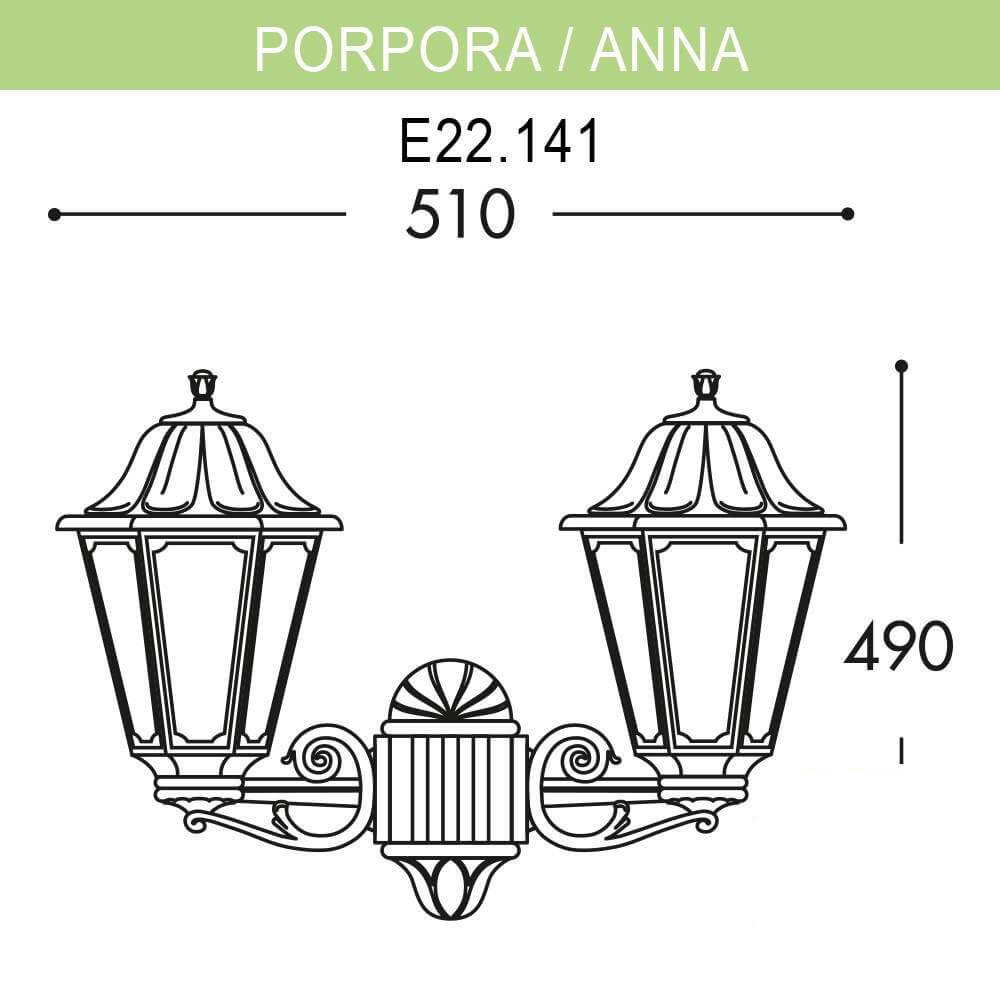 Уличный настенный светильник Fumagalli Porpora/Anna E22.141.000.AXF1R FUMAGALLI ПОД СТАРИНУ, ФОНАРЬ 271820 Черный  - Вид №1
