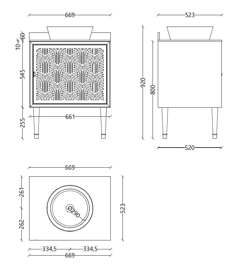 Деревянный одноместный напольный умывальник с дверцами Park Avenue CORA 1A ARCH-00051950 - Вид №6