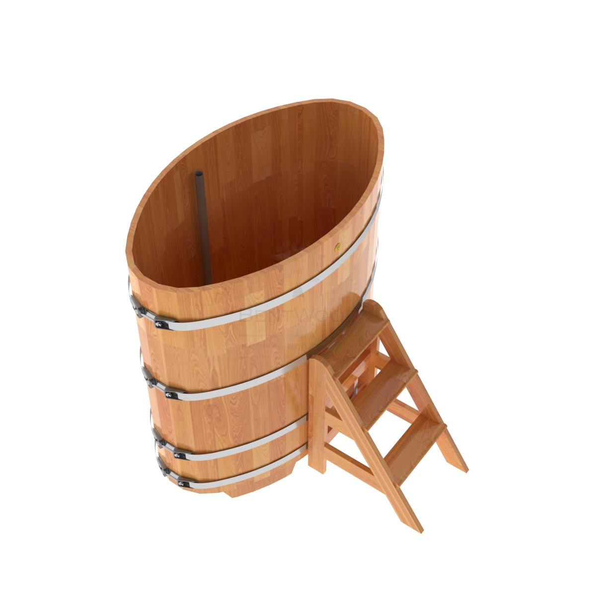 1498 Купель овальная из сращенных ламелей лиственницы 0,80х1,42х1,4 натуральная Alyarus  - Вид №1