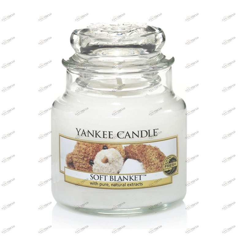 Свеча маленькая в стеклянной банке "Мягкое одеяло" Soft Blanket 104гр 25-45 часов YANKEE CANDLE  267917 Белый 