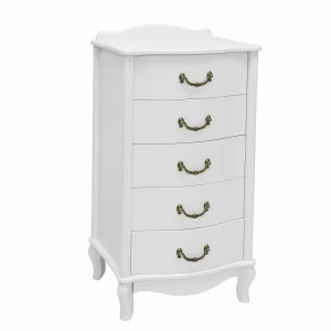 Комод белый высокий с 5 ящиками "Джульетта" IMPEX  00-3885585 Белый