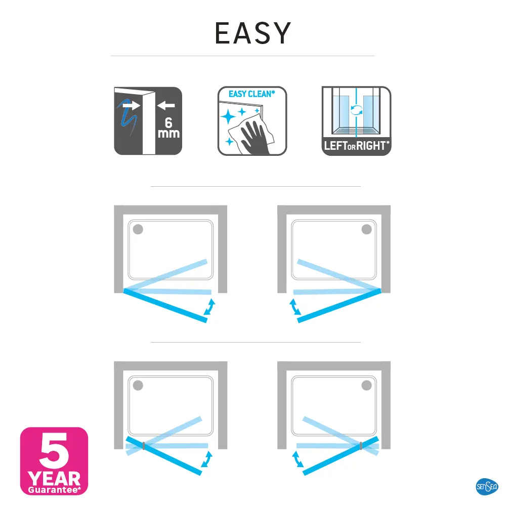 Стекло для распашной душевой двери Sensea Easy 90 см с шелкографией, цвет профиля на выбор 83631102 STLM-2134885 - Вид №22