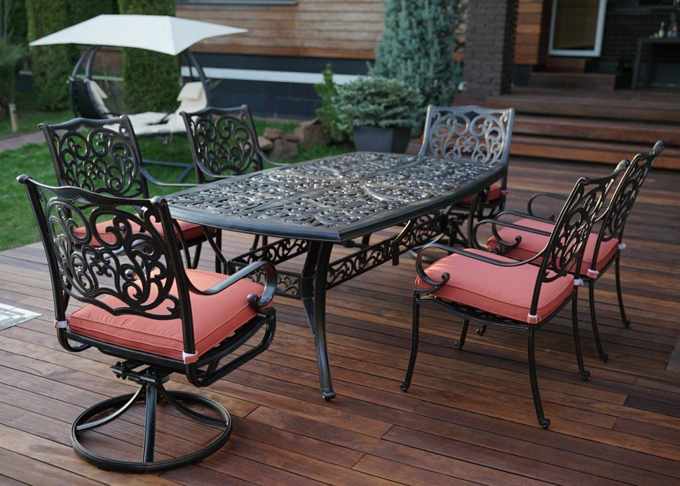Обеденная группа на 6 персон металлическая "Барселона" BESTA FIESTA MELLIFLUOUS 044709 Красный;черный  - Вид №9