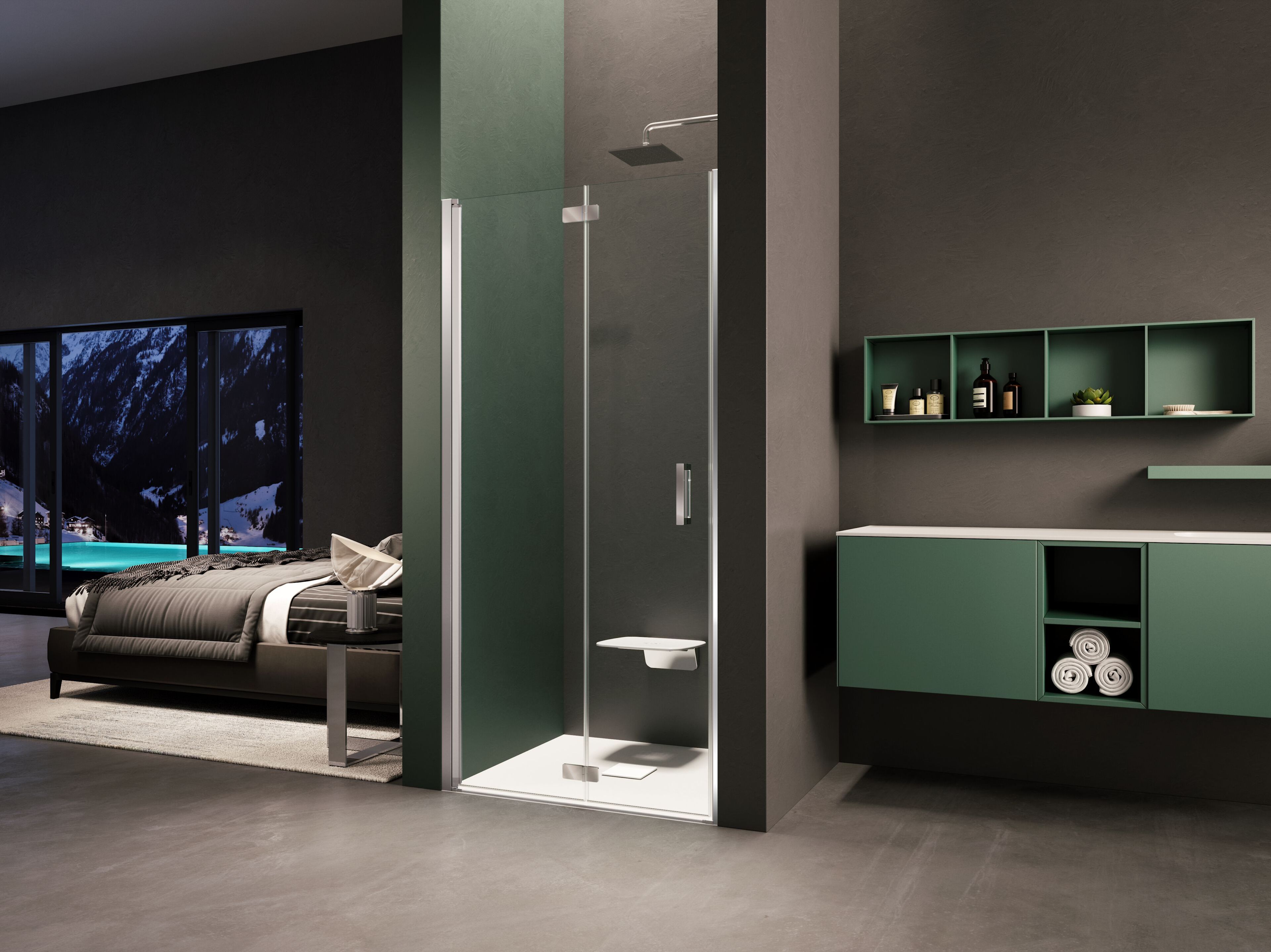 Стеклянная ниша душевая кабина с распашной дверью Provex Industrie ARCH-00086333 - Вид №1