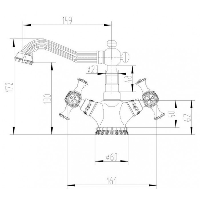 Zorg A 7009U-SL смеситель на умывальник Смеситель для кухни Zorg 172 х 159 мм  - Вид №2